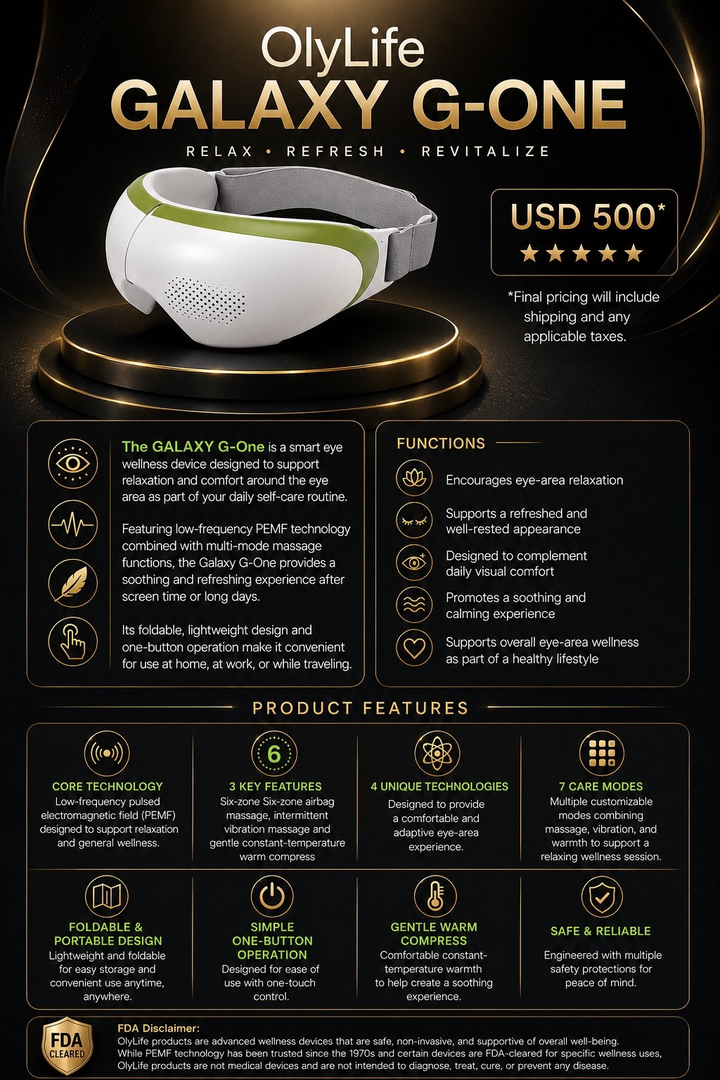 Galaxy G-One Smart Eye Massager | OlyLife Network
